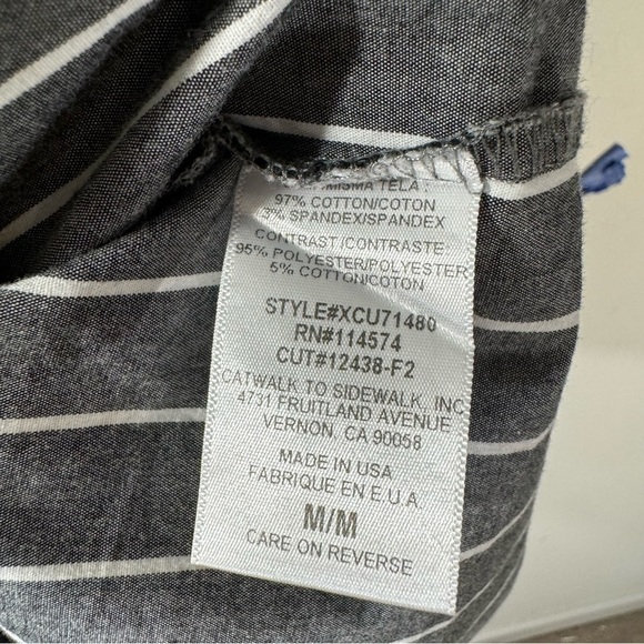 Pleione Anthropologie Mixed Media Tie-Front Striped Dress - Picture 9 of 10